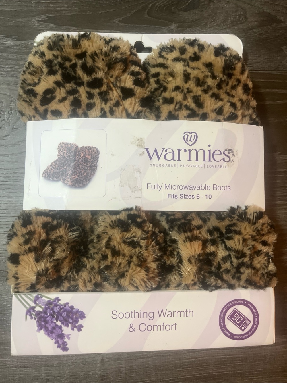 Warmies Leopard Print Plush Microwaveable Booties - Brown & Black